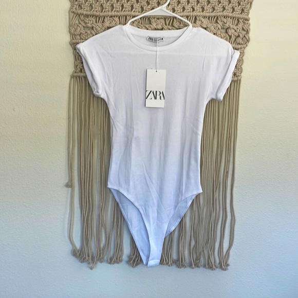 Zara | Tops | Brand New White Ribbed Tshirt Body Suit | Poshmark
